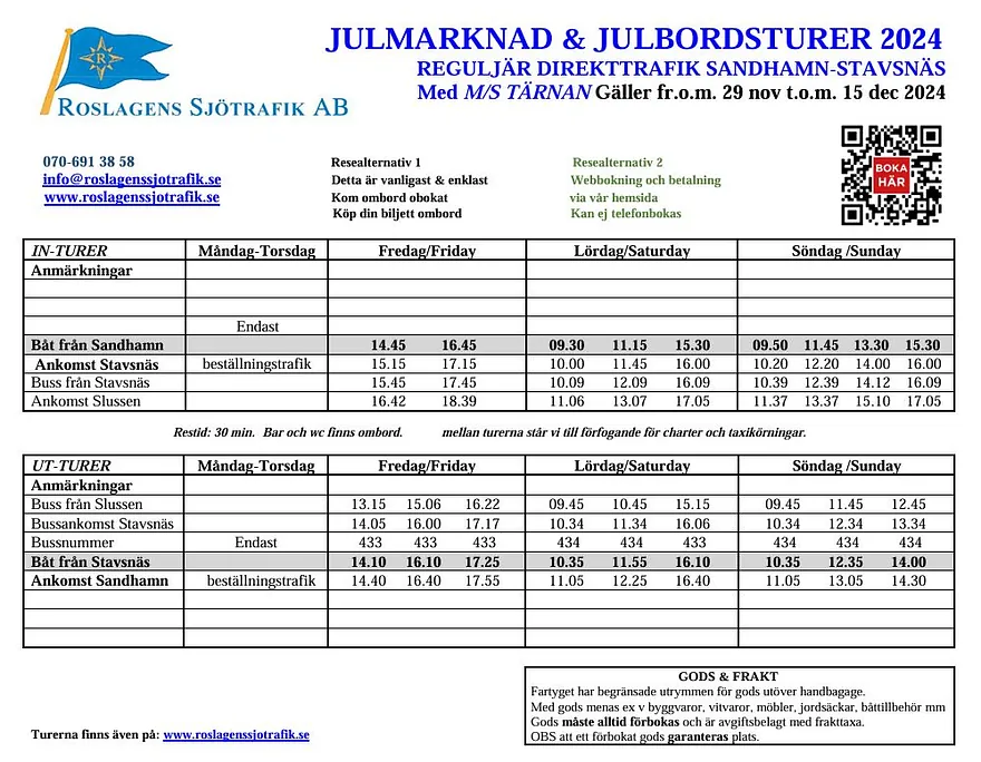 Julbordsturer 2024 - Roslagens sjötrafik